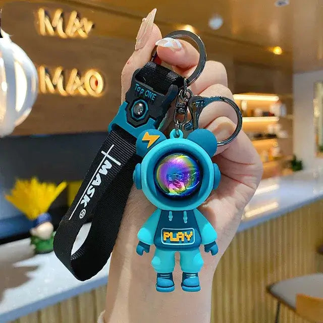 Funky Astronaut Keychain with Black Strap - Unique Keychains