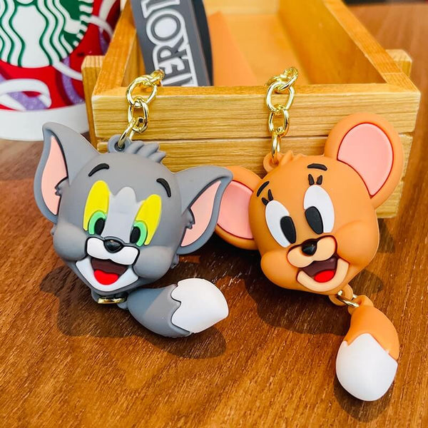 Tom & Jerry Face Keychain - Kawaii Cartoon Keychains in India