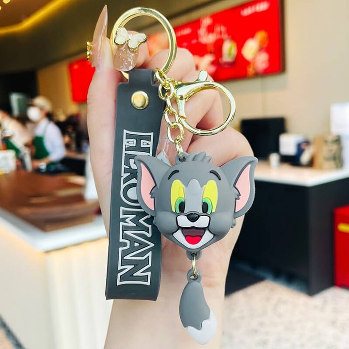 Tom & Jerry Face Keychain - Kawaii Cartoon Keychains in India