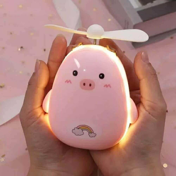 Kawaii Animal Portable Mirror with Light & Fan - Cute Gadgets in India