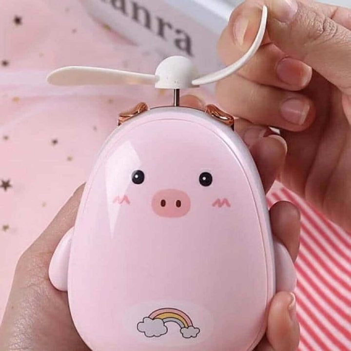 Kawaii Animal Portable Mirror with Light & Fan - Cute Gadgets in India