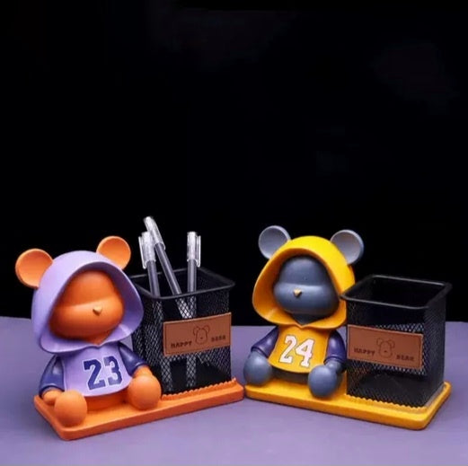 Basketball Hoodie Bear Desk Pen Stand - Single Piece