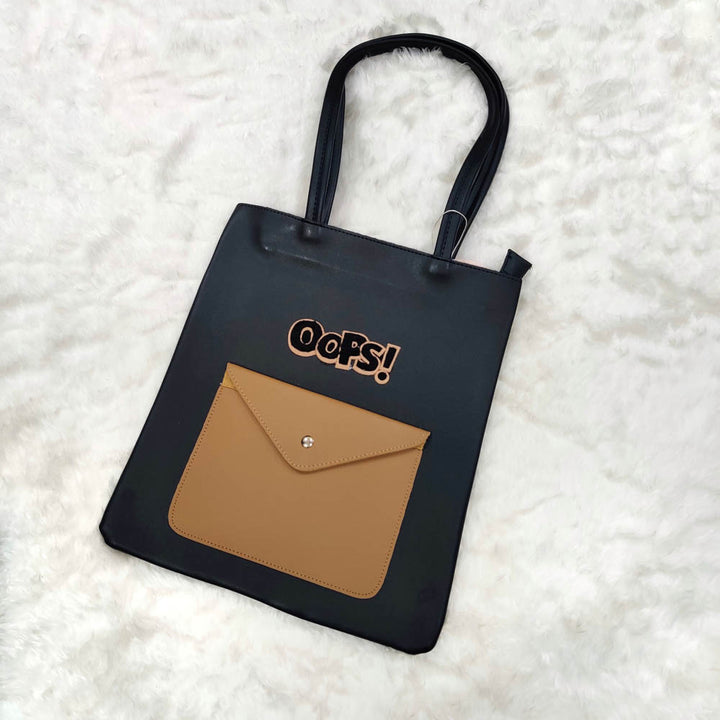 Black Furry OOPS! Shopper Bag - Cute Bags For Women In India