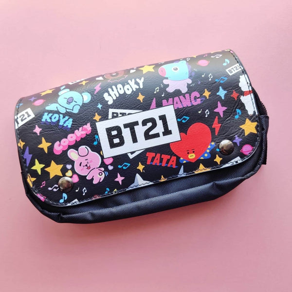 BT21 Stationery Pouch - Black - BT21 and BTS Merchandise in India