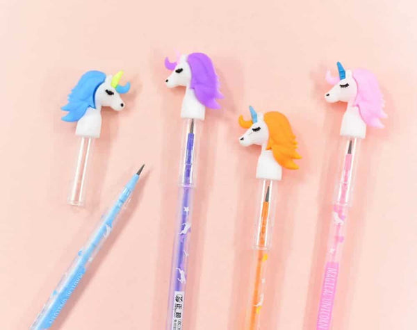 Colorful Unicorn Bullet Pencil - Set Of 4 Pencil For Unicorn Lovers.