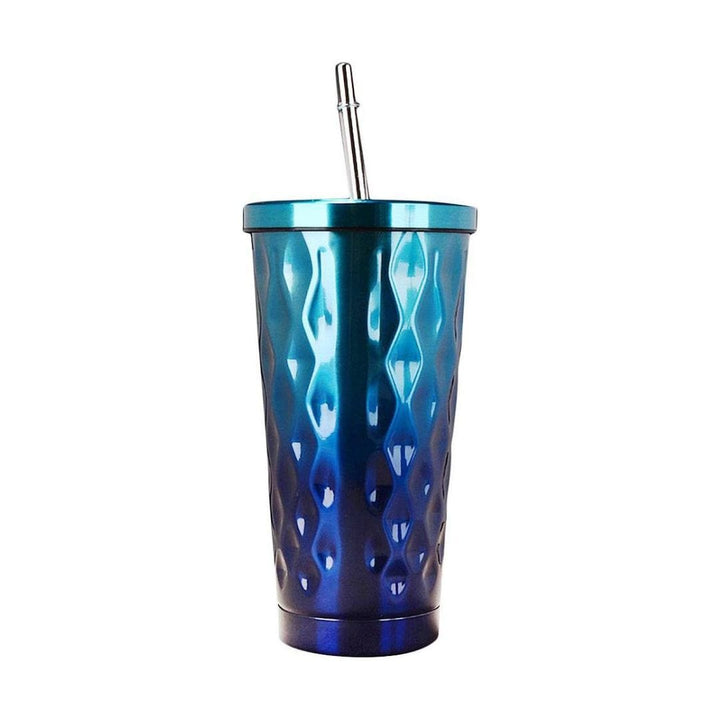 Diamond Gradient Insulated Tumbler with Straw