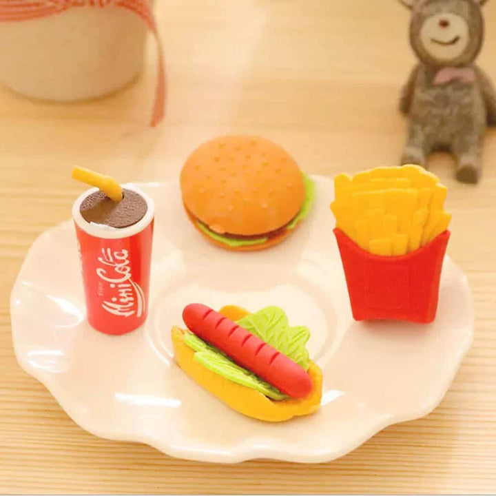 Fast Food Eraser - Set Of 4 Cute And Quirky Erasers.