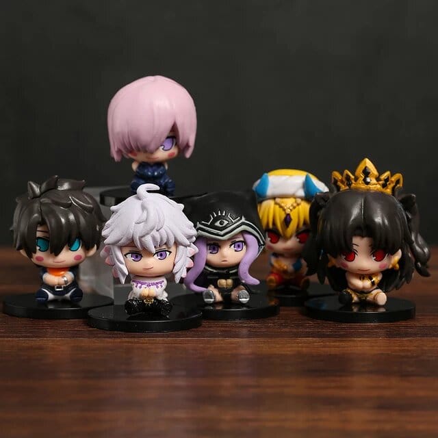 Fate Grand Order Chibi Sitting Action Figures Set Of 6 Kawaii Kart