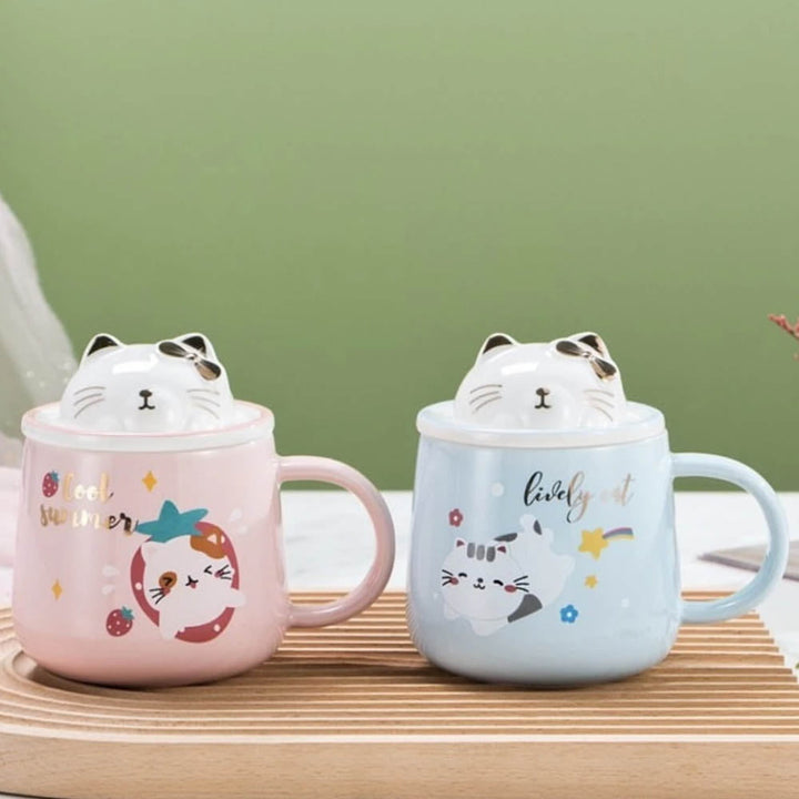 Kitty Lid Mug - Cute Cat Coffee Mugs in India For Gifts For Cat Lovers