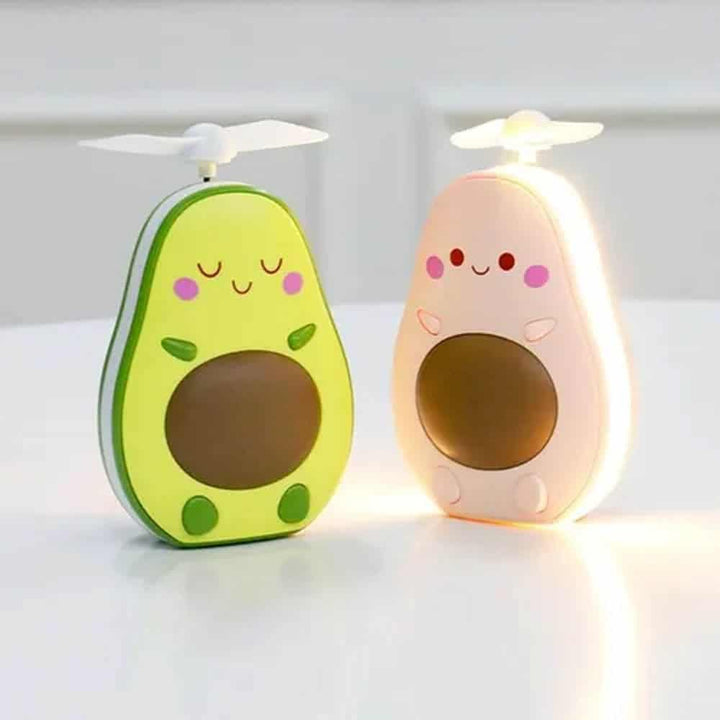 Kawaii Avocado पोर्टेबल मिरर लाईट आणि फॅनसह - सिंगल पीस