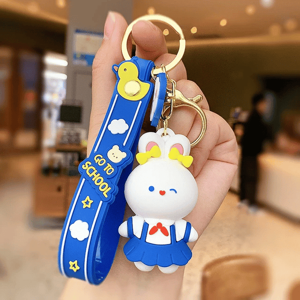 Kawaii Bunny Go To School Keychain - Single Piece
