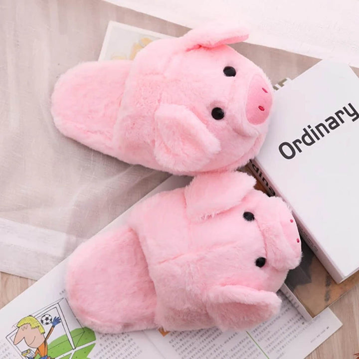 Kawaii Plush Piggy Slippers - Quirky & Cute Indoor Slippers For Girls