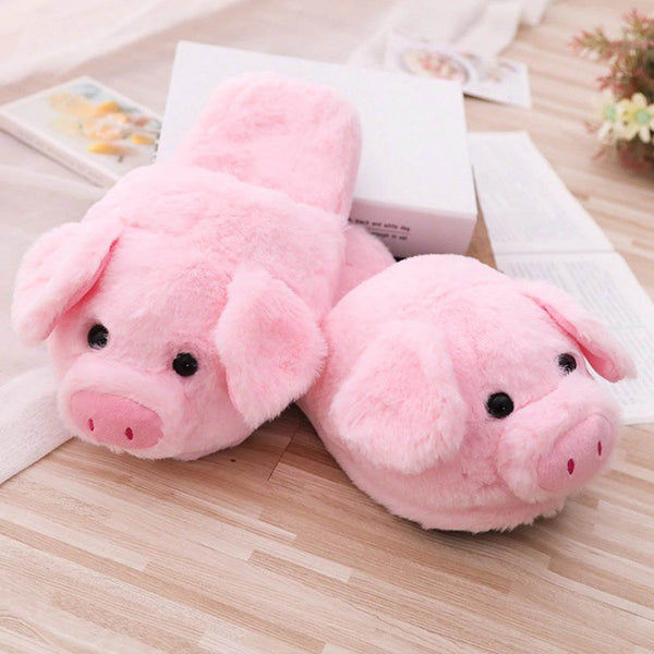 Kawaii Plush Piggy Slippers - Quirky & Cute Indoor Slippers For Girls
