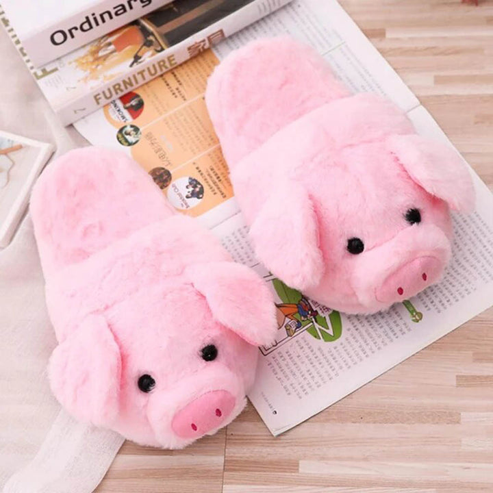 Kawaii Plush Piggy Slippers - Quirky & Cute Indoor Slippers For Girls