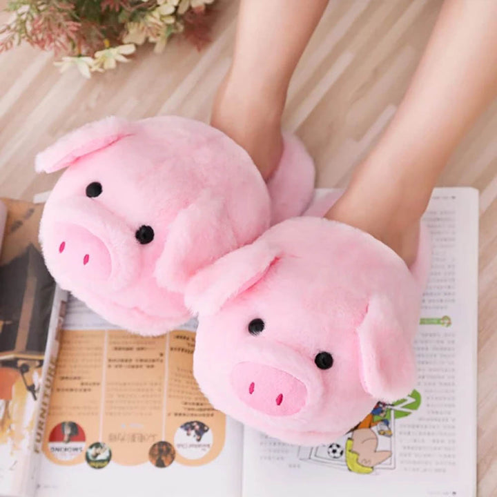 Kawaii Plush Piggy Slippers - Quirky & Cute Indoor Slippers For Girls