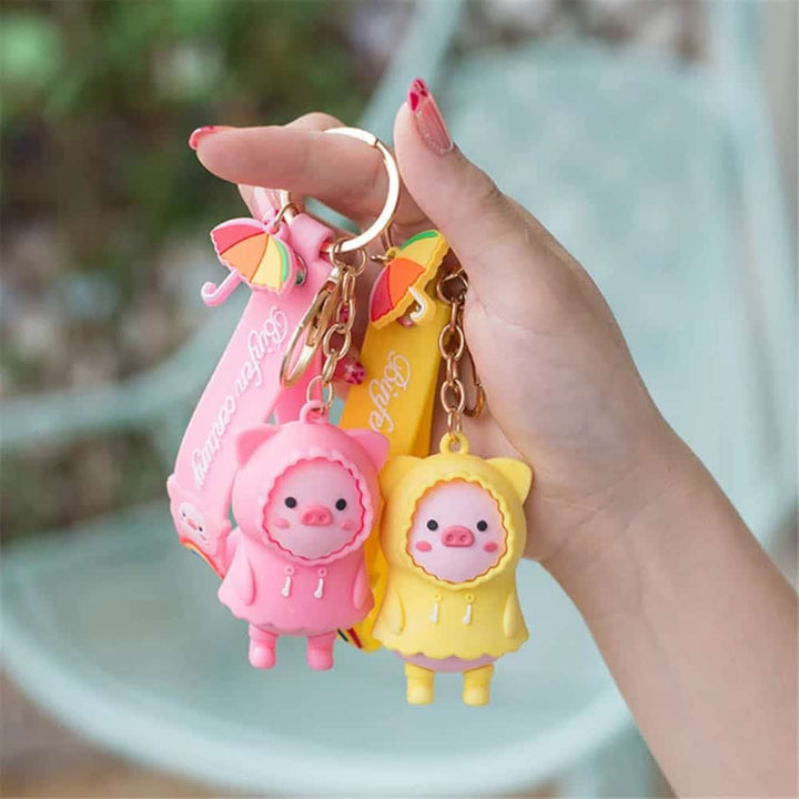 Kawaii Raincoat Piggy Keychain - Quirky Keychains & Cute Gifts in India