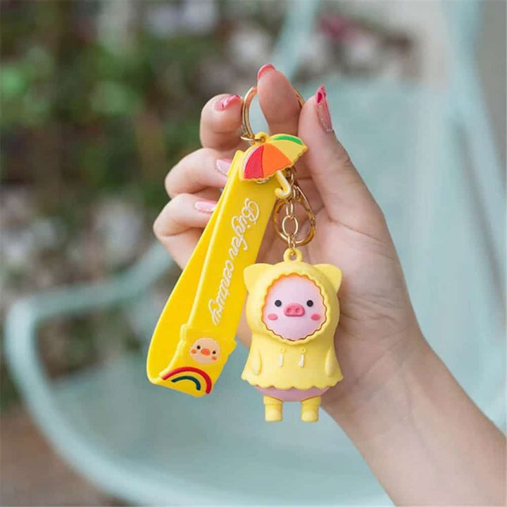 Kawaii Raincoat Piggy Keychain - Quirky Keychains & Cute Gifts in India