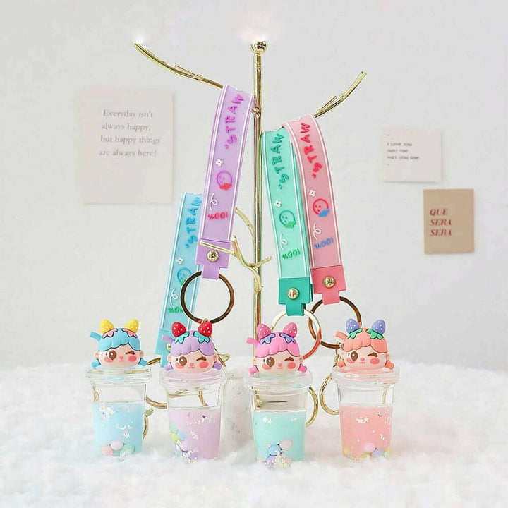 Kawaii Strawberry Doll Sipper Keychain - Kawaii & Quirky Keychain For Gift in India