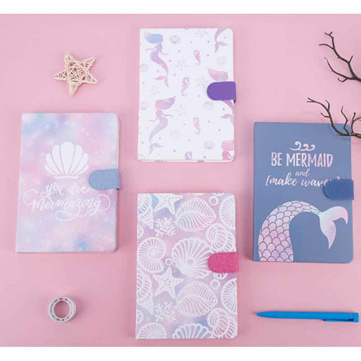Mermaid Diary With Magnetic Strap - Mermaid Kawaii Stationery in India