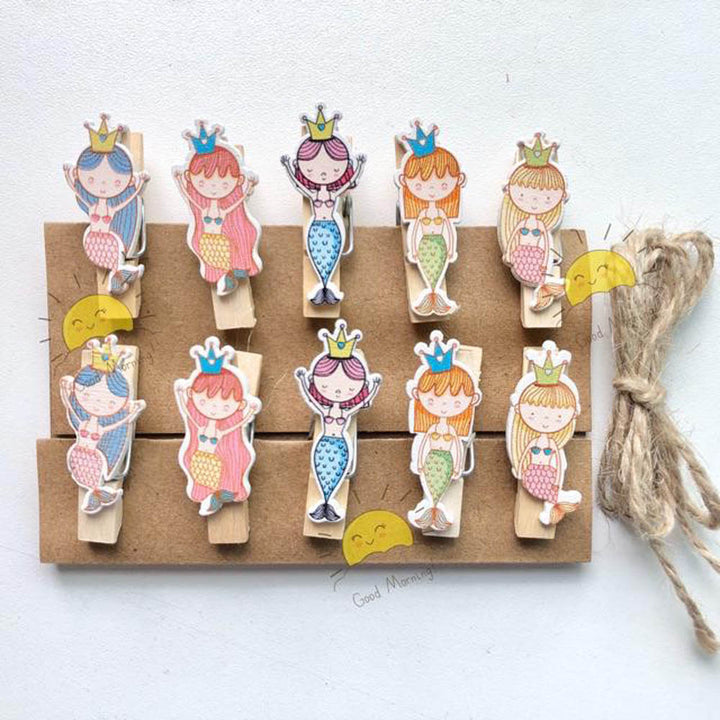 Mermaid Wooden Paper Clips - Cute & Quirky Clips For Stationery Lovers