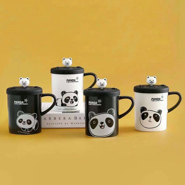 Panda Mug with Silicone Lid - Single Piece