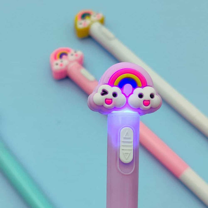 Winking Rainbow Led Pen - Kawaii & Adorable Pen With Multicolored Led.