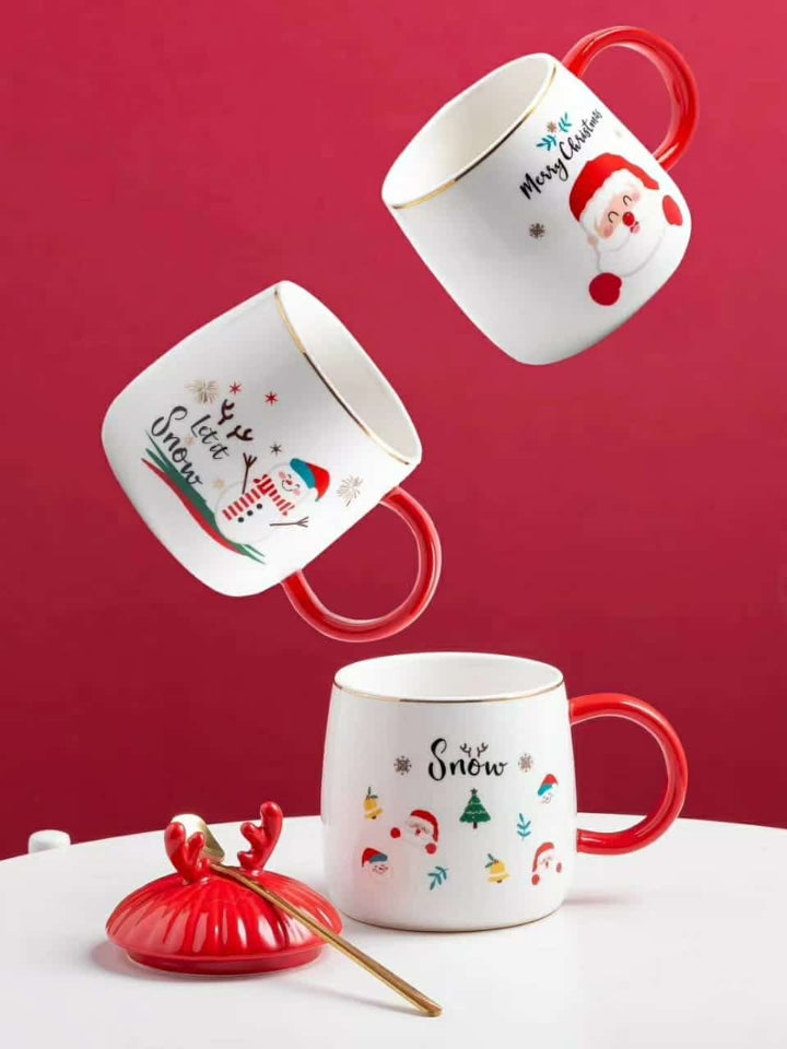Reindeer Lid Christmas Mug - Best Christmas Coffee Mugs For Gift