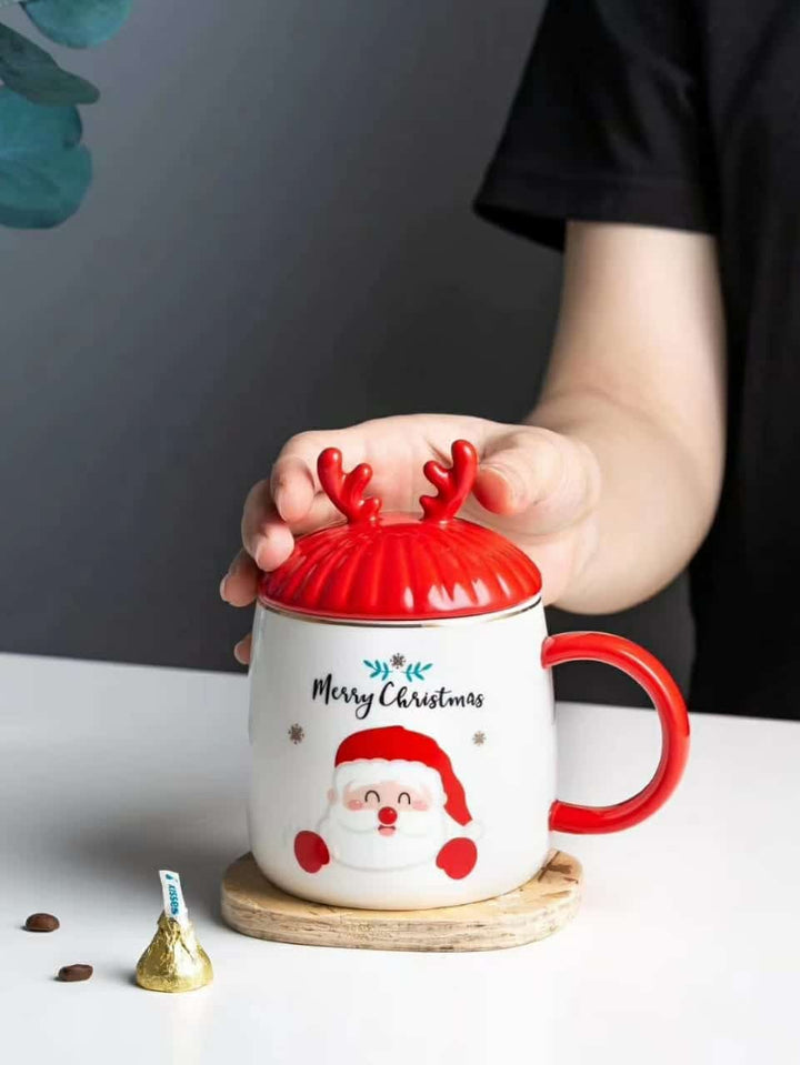 Reindeer Lid Christmas Mug - Best Christmas Coffee Mugs For Gift