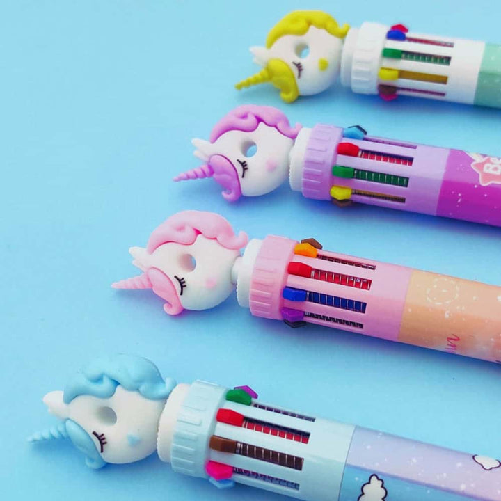 Donut Unicorn Multicolor Pen - 10 in 1 Ink Color | Cute & Quirky