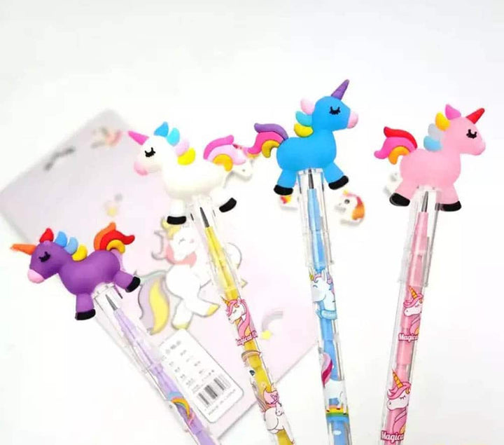 Running Unicorn Bullet Pencil - Set Of 4 Pencils For Unicorn Lovers.