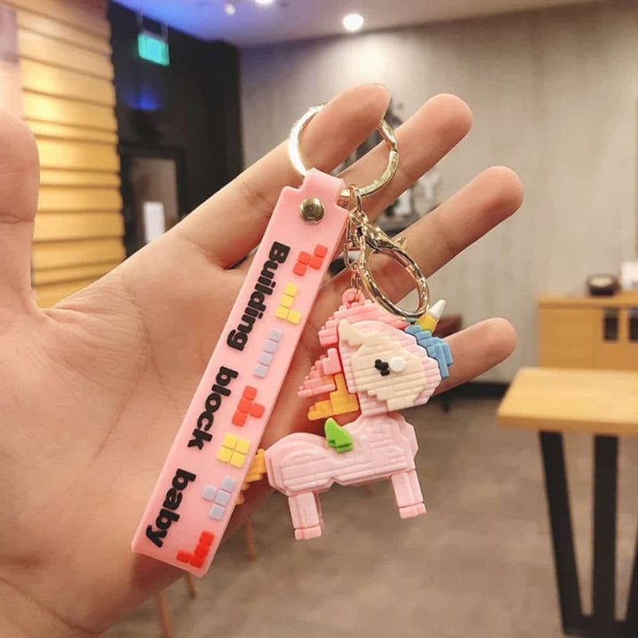 Unicorn Building Block Baby Keychain - Quirky Unicorn Keychains in India