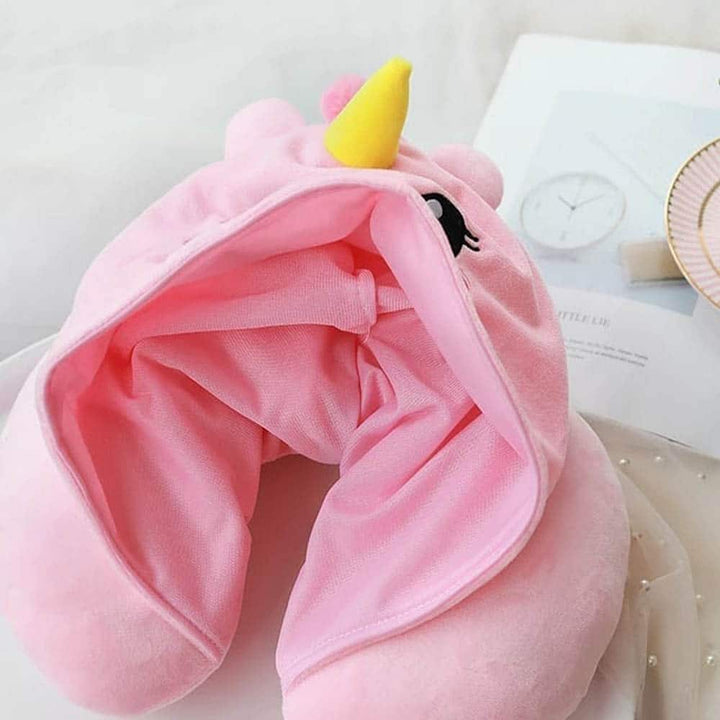 Unicorn Hooded Neck Pillow - Kawaii & Quirky Travel Essential in India