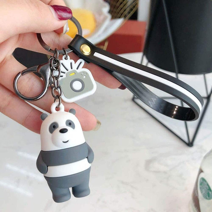 We Bare Bears Keychain - Cute Keychains for Grizzly, Panda & Ice Lovers