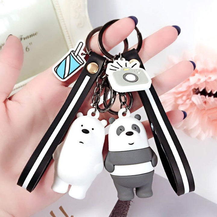We Bare Bears Keychain - Cute Keychains for Grizzly, Panda & Ice Lovers